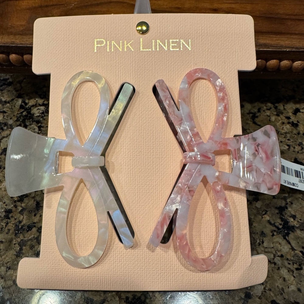 Pink Linen Clips NWT